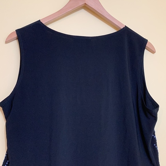 Collection Dress Barn | Beaded Sequin Black Sleeveless Pointed Scalloped Top XLP - Picture 14 of 17